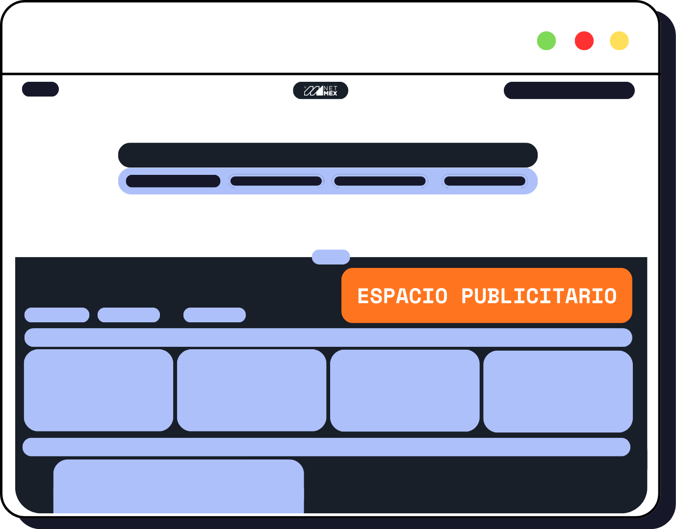 Vista de espacio publicitario en landing